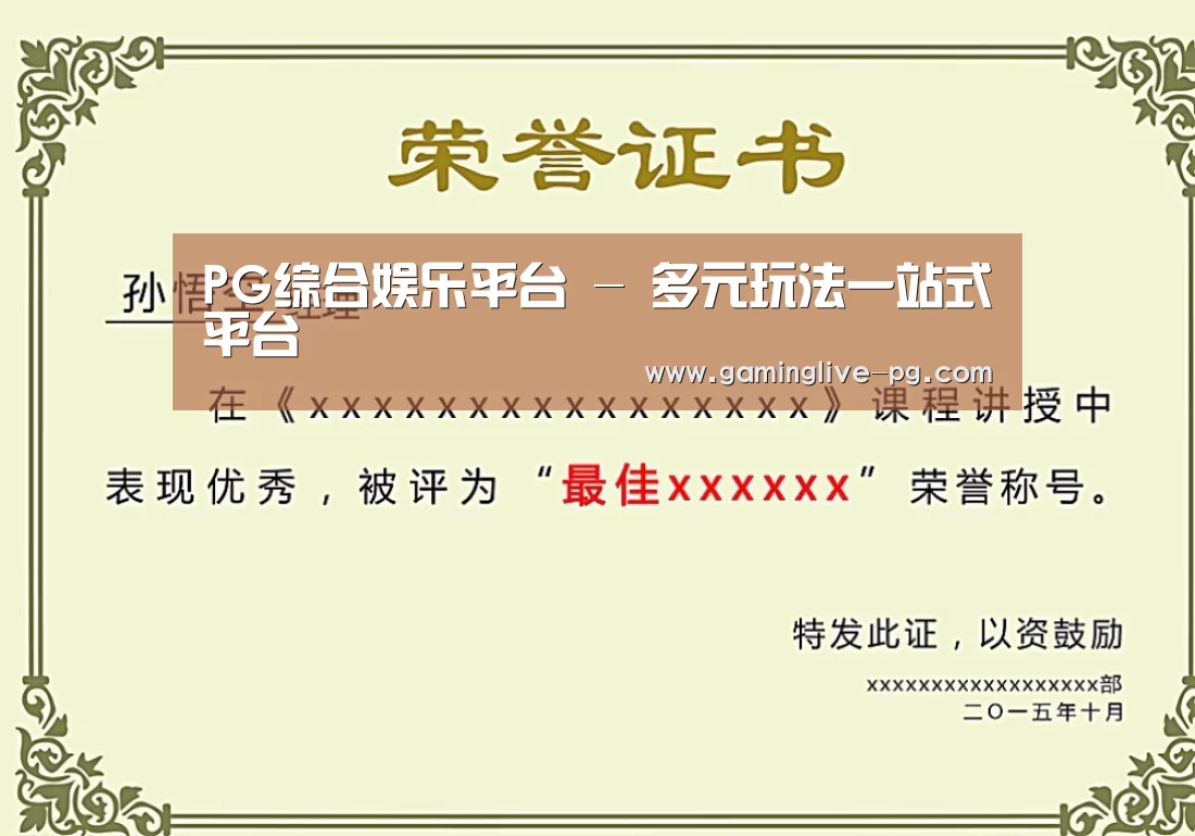 PG下载荣誉证书二